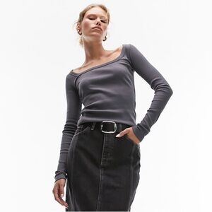 NWOT Topshop Square Neck Long Sleeve